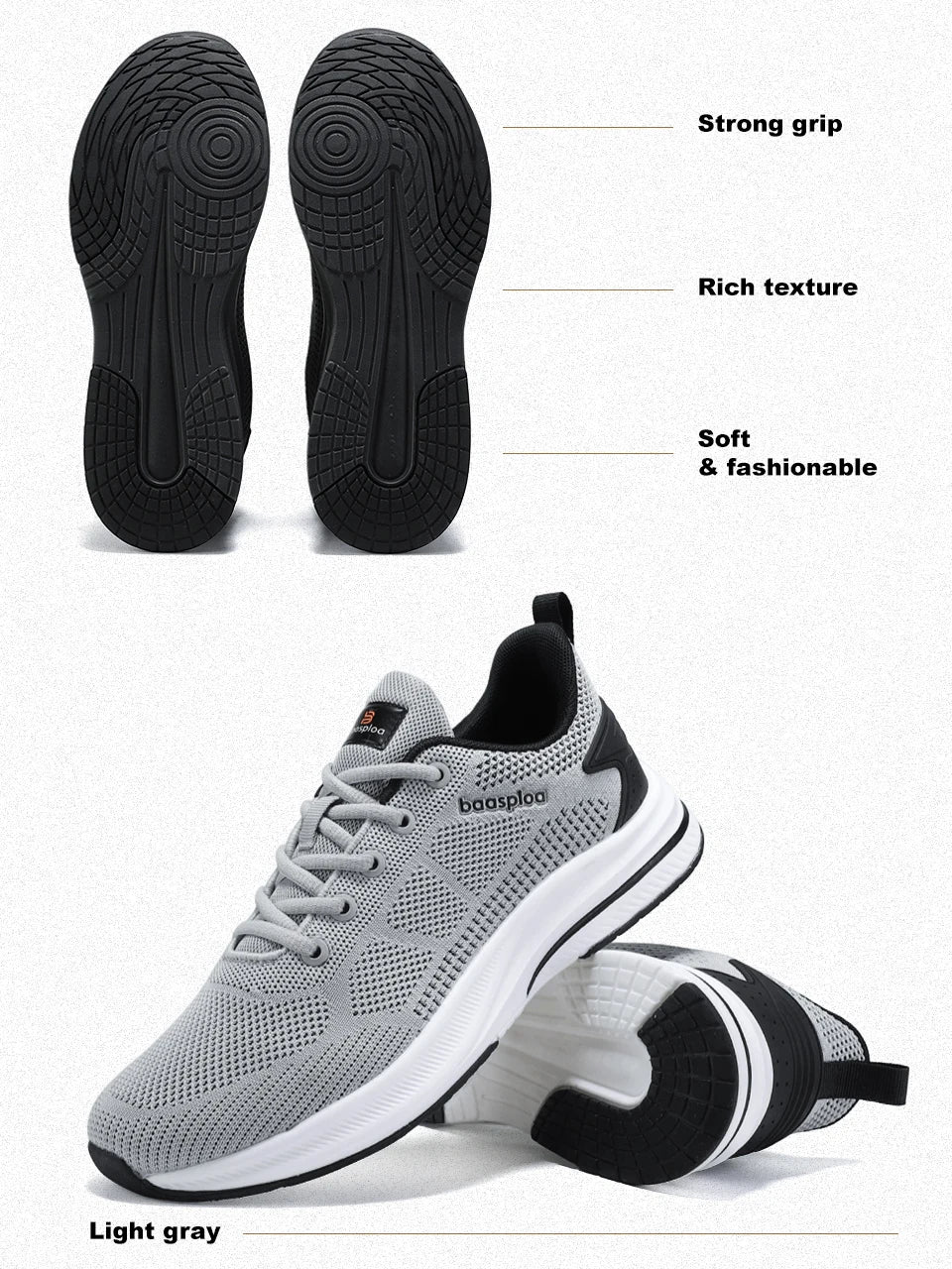 Baasploa Scarpe Da Corsa Uomo Leggere In Mesh Traspiranti Con Lacci Per Attività All Aperto