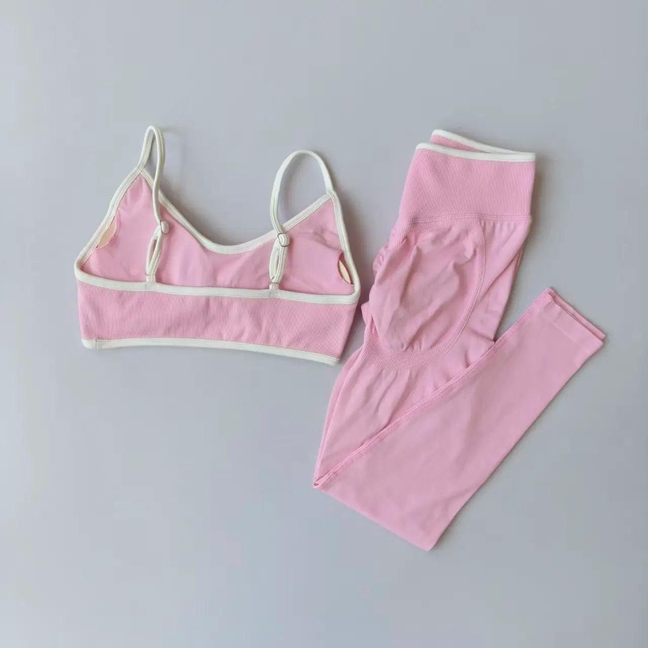 Set Da Allenamento Donna In Due Pezzi Leggings Senza Cuciture Vita Alta E Reggiseni Sportivi Con Spalline