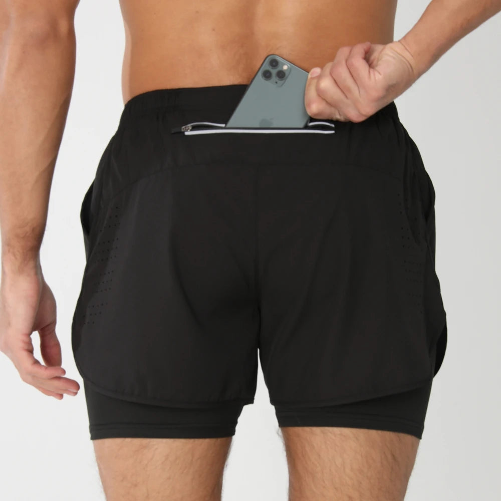 Pantaloncini Da Corsa Da Uomo 2 In 1 Palestra Asciugatura Rapida Pantaloni Corti Sportivi Estivi