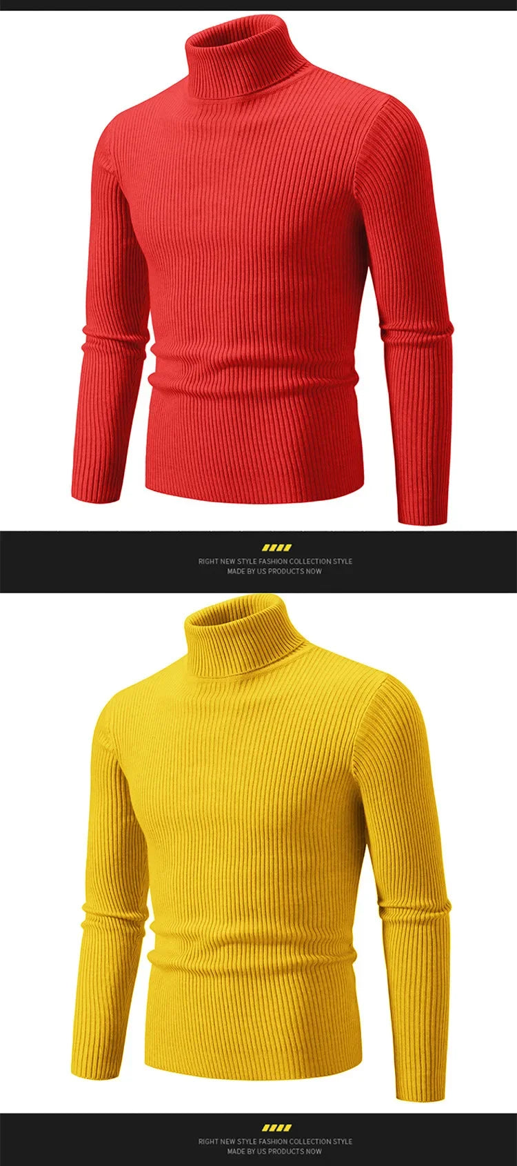 Pullover Da Uomo Dolcevita Lavorato A Maglia Solido Slim Fit Autunno Inverno Manica Intera Casual
