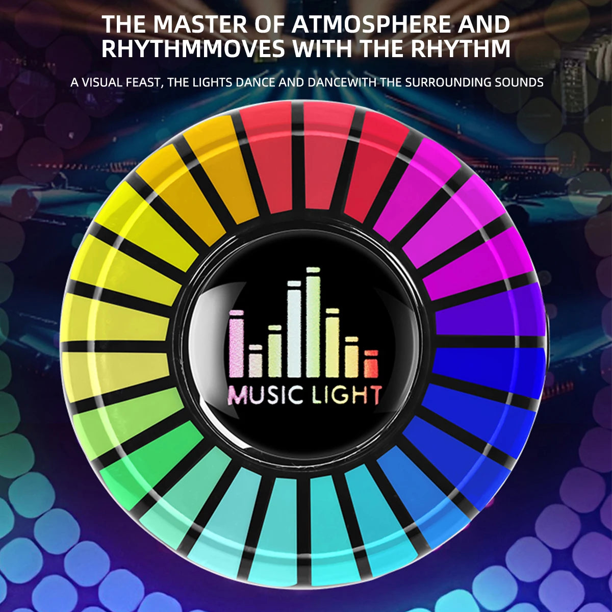 Lampada Ritmica Musicale Auto Deodorante Ambienti RGB LED Suono Controllo Musica Atmosfera Luci 256 Colori