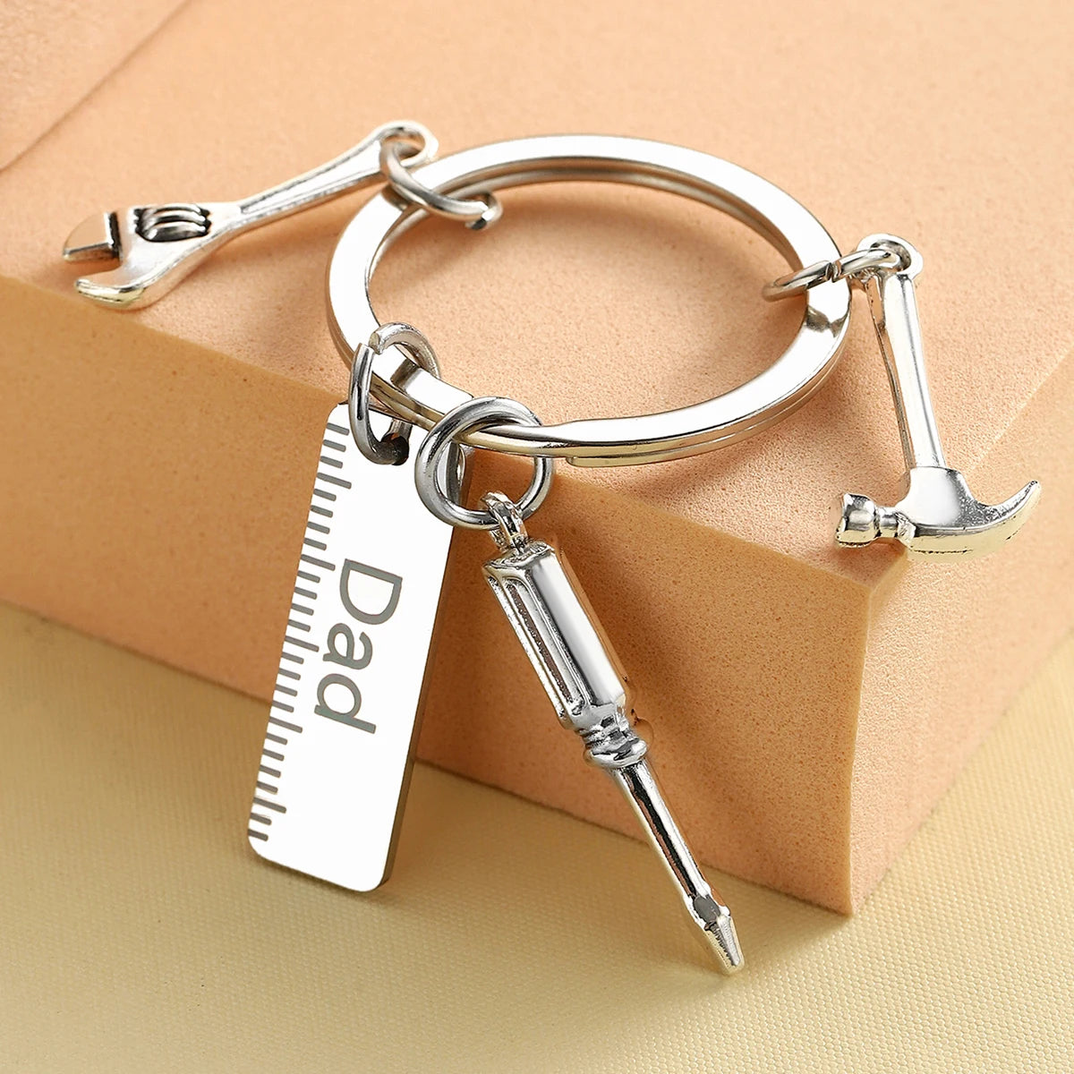 Portachiavi Mini Set Di Attrezzi Per Papà Con Cacciavite Righello Martello E Chiave Regalo Compleanno Festa Del Papà