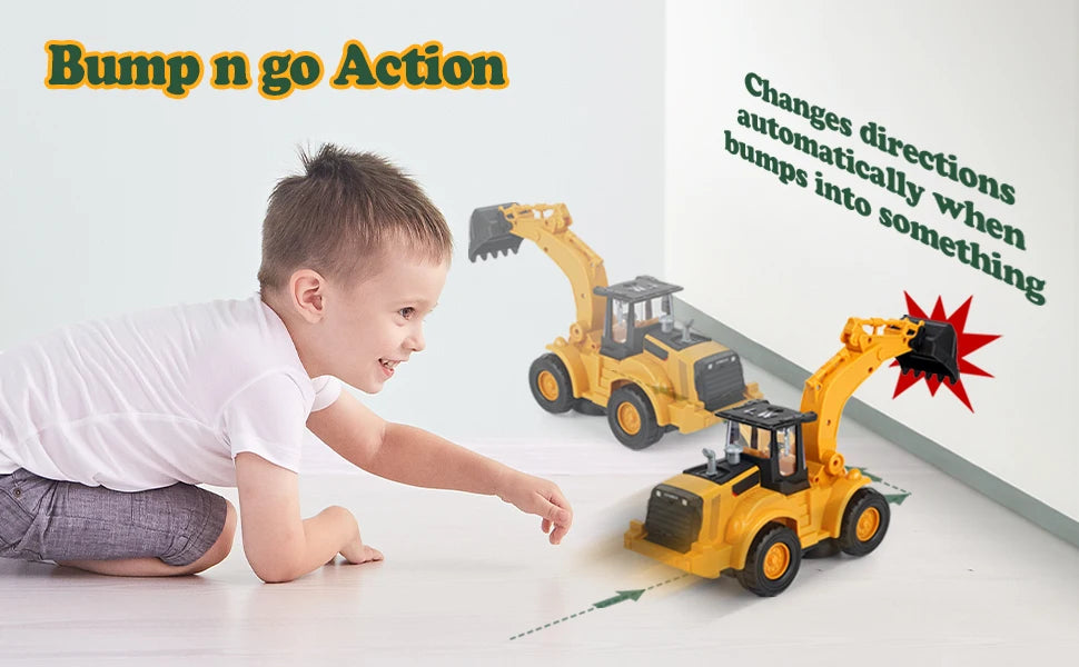 Giocattoli Escavatore Per Bambini 2 Anni, Camion Scavatore Con Ruote Elettriche E Luce, Veicolo Da Costruzione