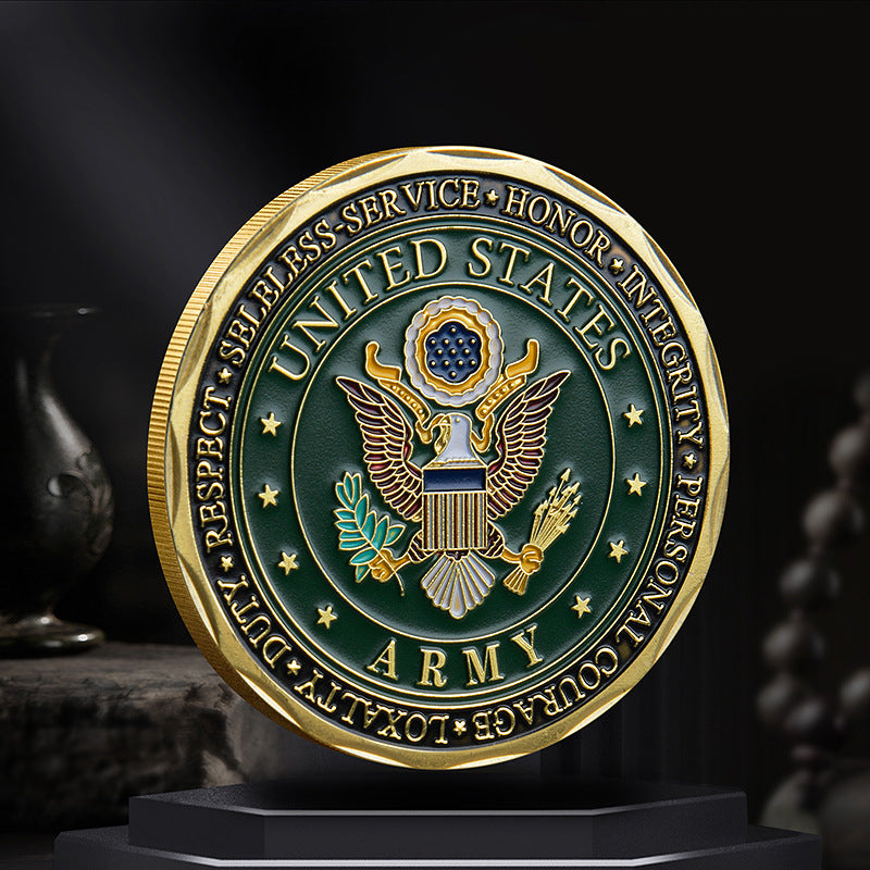 Moneta Souvenir Commemorativa Dei Veterani Esercito Americano Da Sfida In Metallo Dipinta In Cina