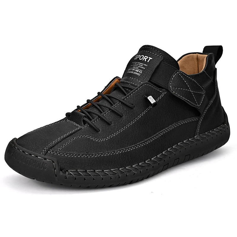 Stivali Da Uomo Primavera Autunno In Pelle Cuciti A Mano Lusso Retro In Stile Britannico Taglie Forti