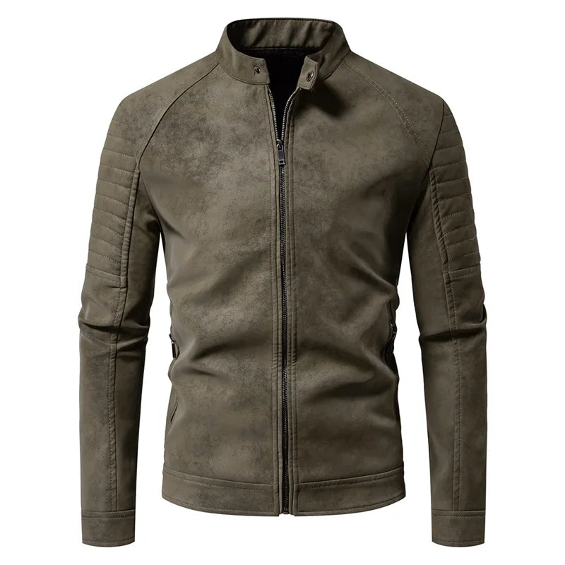 Cappotto Da Uomo Antivento Traspirante Autunno Inverno Giacca Casual Pelle Retrò Colletto Coreano Versatile