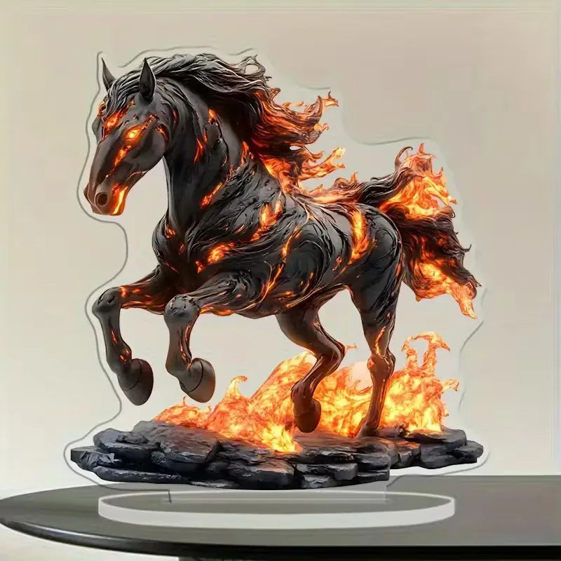 Statua In Acrilico Con Motivo Cavallo Bohemien Decorazione Tavolo Simbolo Ricchezza Prosperità Regalo Piatto 2D