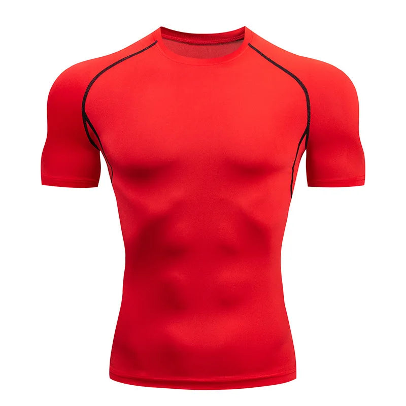 Maglietta Uomo Compressionata Da Corsa A Maniche Corte Per Allenamento Fitness E Jogging Rashguard Ad Asciugatura Rapida