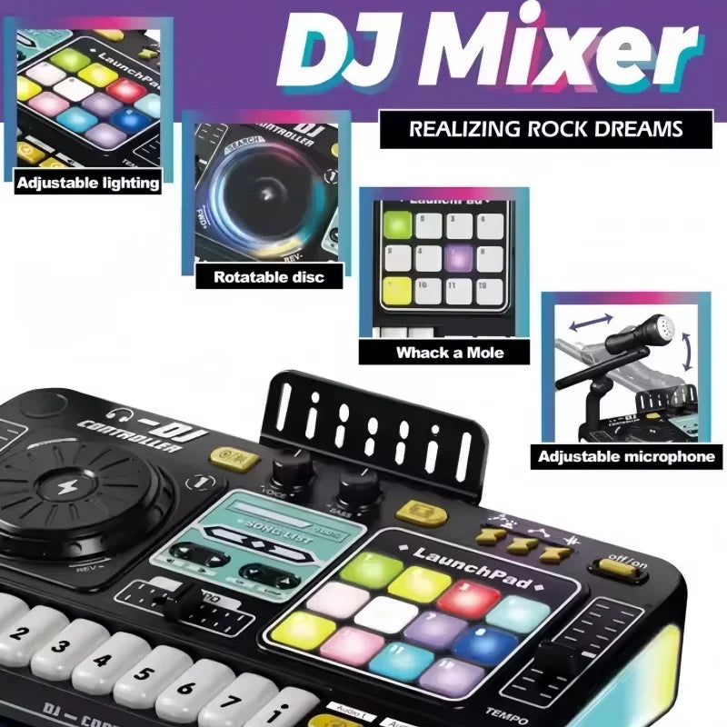 Simulazione per Bambini Mixer DJ Controller Giocattolo Tastiera Elettronica Apprendimento Regalo
