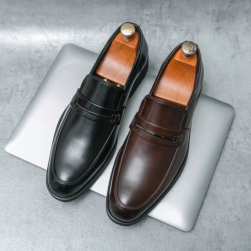 Scarpe Formali In Pelle Da Uomo Mocassini Slip On Classico Punta Tonda Traspirante Antiscivolo Per Ufficio Matrimonio