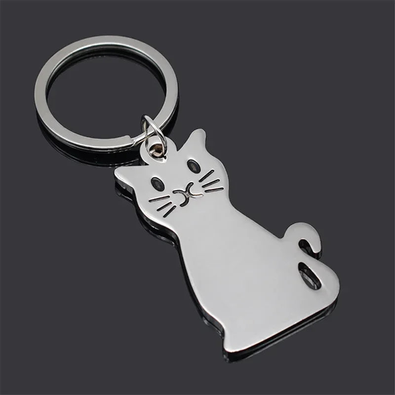 Portachiavi Per Cani E Gatti Carino Per Donna Gattini Fortunati Per Auto Uomo S056 Argento