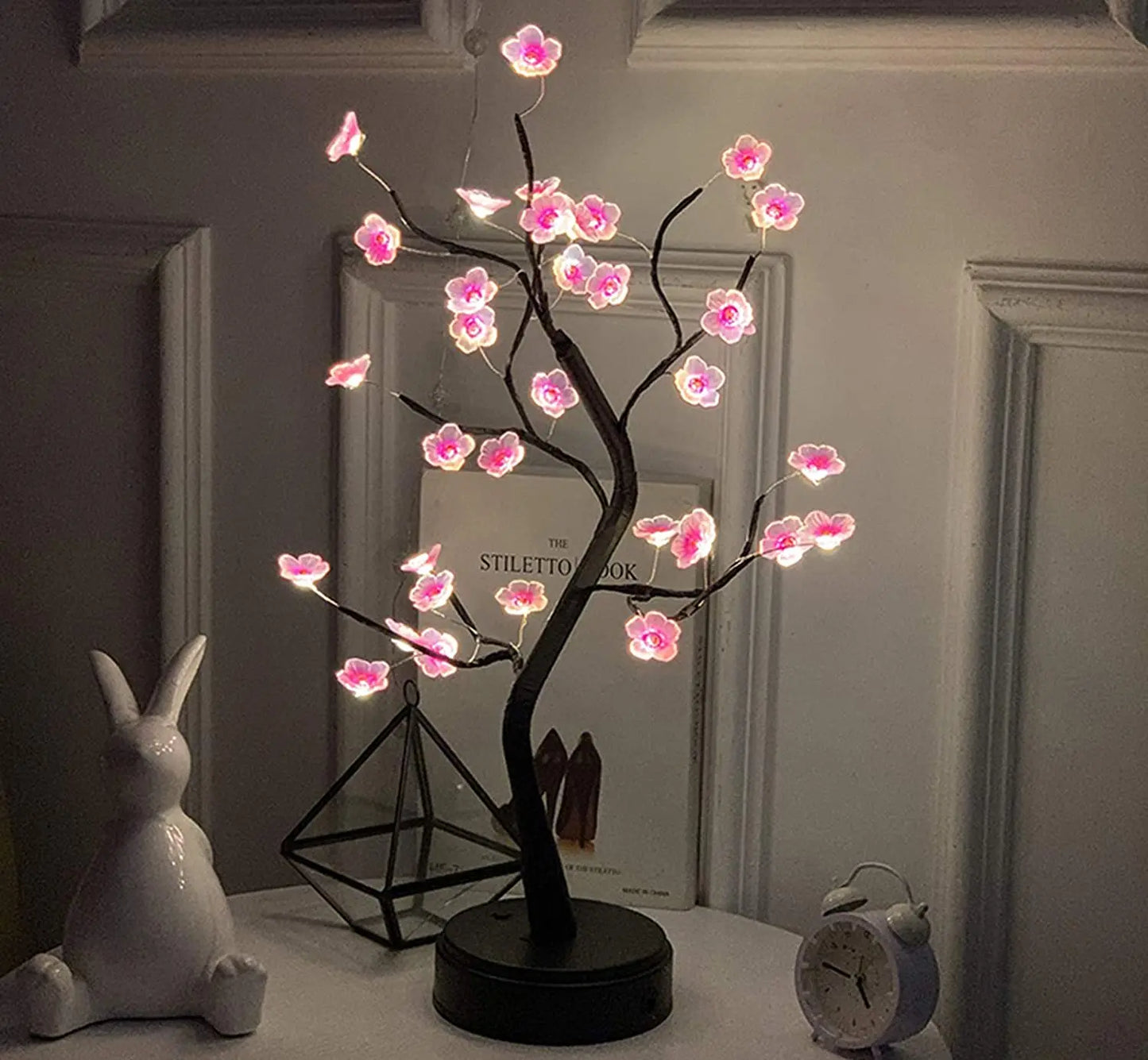 Albero Da Tavolo Luce Notturna Led Bonsai Ciliegio Usb Ricaricabile Decorazione Elegante Per Soggiorno Moderno