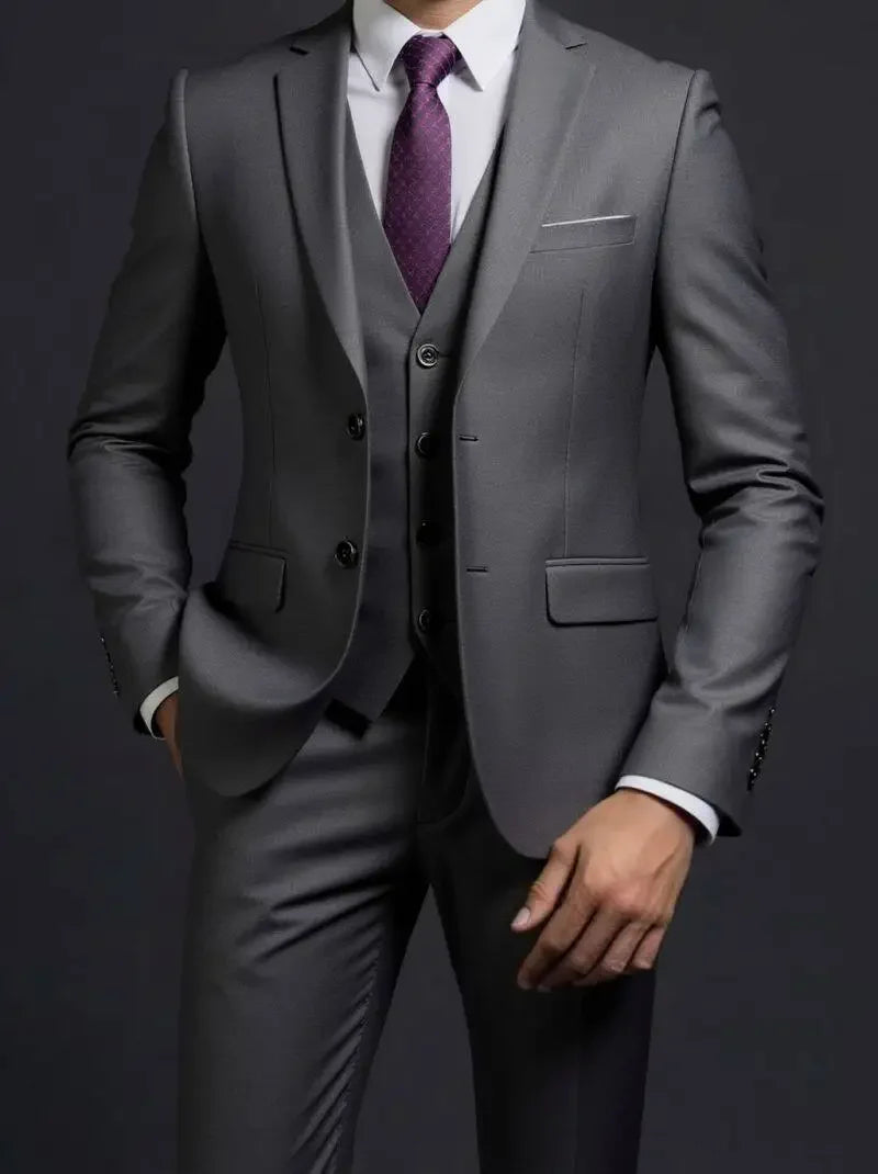 Completo Tre Pezzi Uomo Stile Britannico Elegante Per Matrimoni Cerimonie Banchetti Comfort Sobrietà Presenza