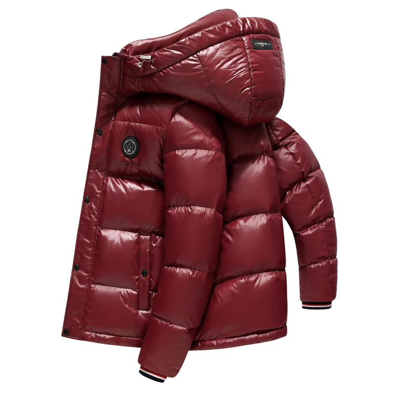 Piumino Da Uomo 2025 Inverno Con Cappuccio E Cerniera D Anatra Bianco Caldo Alla Moda Da Esterno Casual