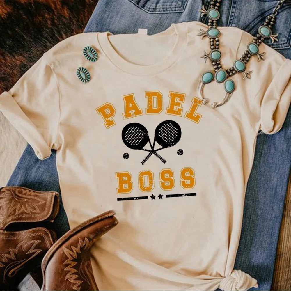 Padel T Shirt Donna Divertente Harajuku Vestiti Femminili Collo A O Poliestere Manica Corta