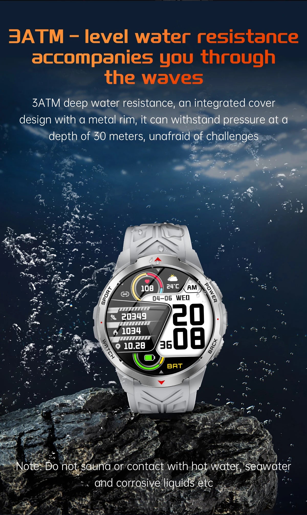 LIGE Smartwatch Da Uomo Bluetooth Chiamata Impermeabile 3ATM Batteria 1100mAh Bussola Esterna Per Sport Fitness