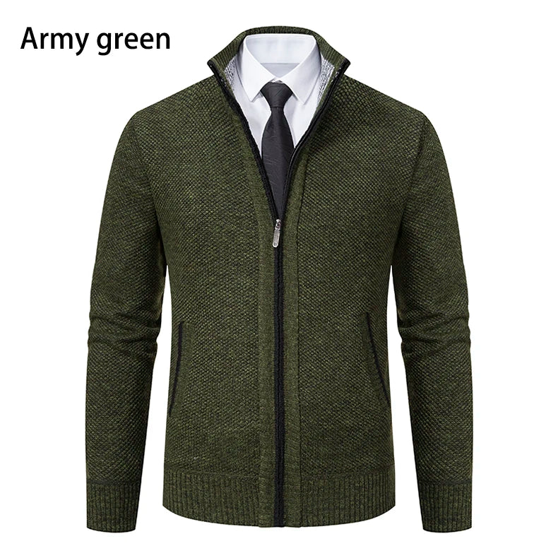 Cappotto Sportivo Casual Da Uomo In Jersey Autunno Inverno Con Colletto Alla Coreana E Cerniera Frontale In Pile