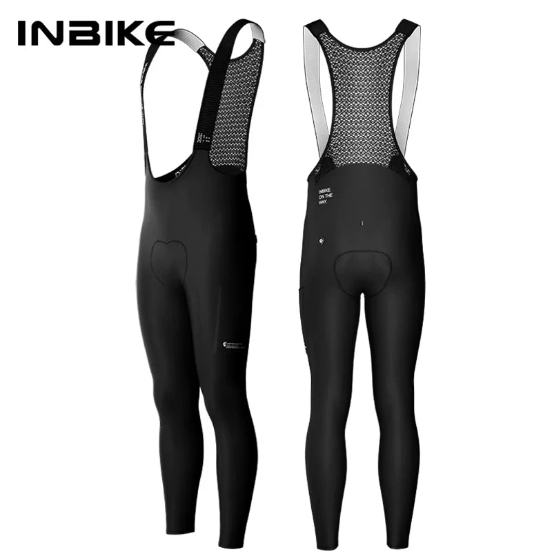 INBIKE Pantaloni Con Bretelle Per Bici Da Strada In Pile Per Uomo Termici Invernali Antivento MTB Ciclismo