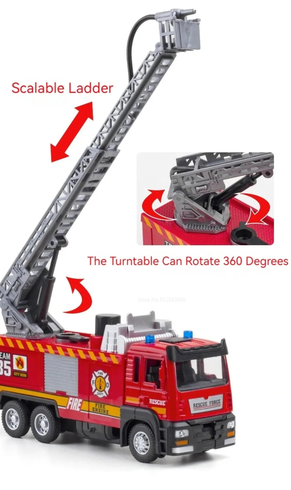 Scala 1:32 Spruzzo D'Acqua Camion Pompieri Modello Con Suono Luce Porte Apribili Tirare Indietro Regalo Ragazzi