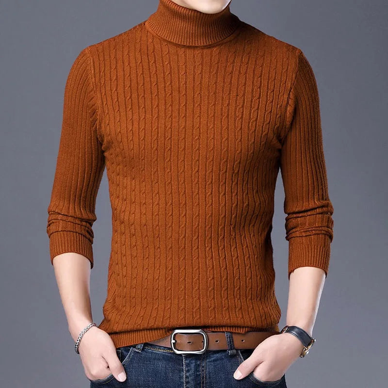Maglione Invernale Spesso Caldo Collo Alto Dolcevita Uomo Slim Fit Maglieria Da Uomo Doppio Colletto Maschile