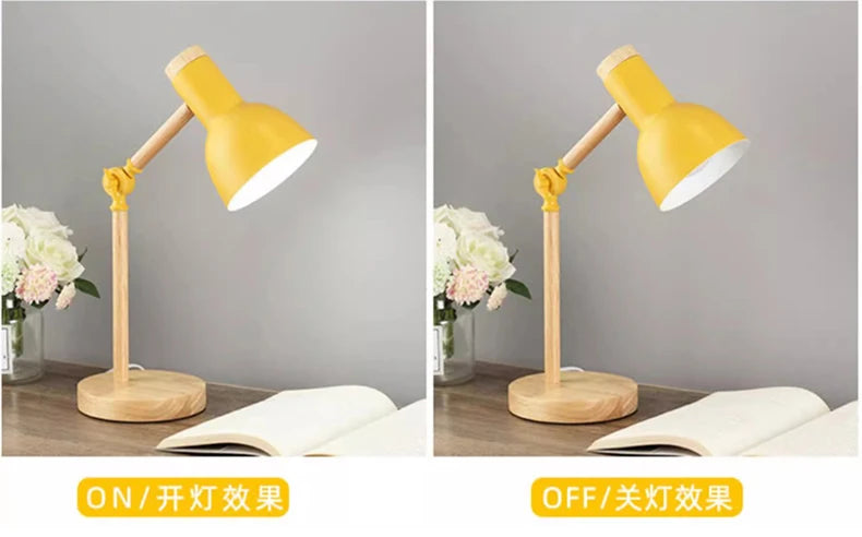 Lampada Da Tavolo Nordica In Legno LED Con Testa Giratoria Per Comodino E Scrivania Protezione Occhi E Lettura Studio