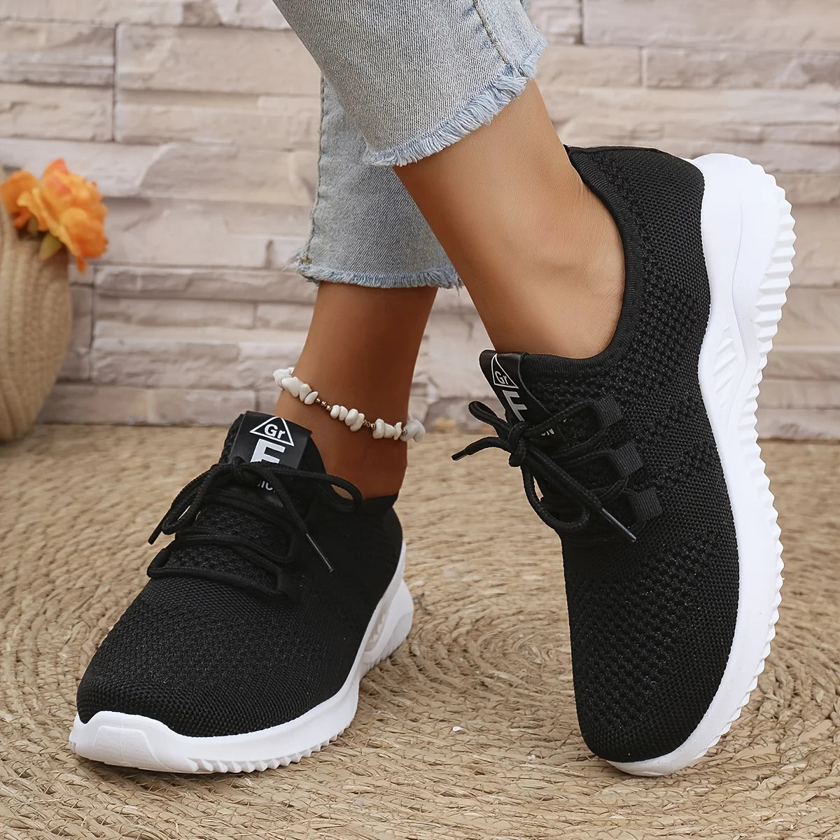 Scarpe Sportive Donna in Maglia Tinta Unica con Suola Morbida Ideali per Correre Tennis Allenamenti Viaggi