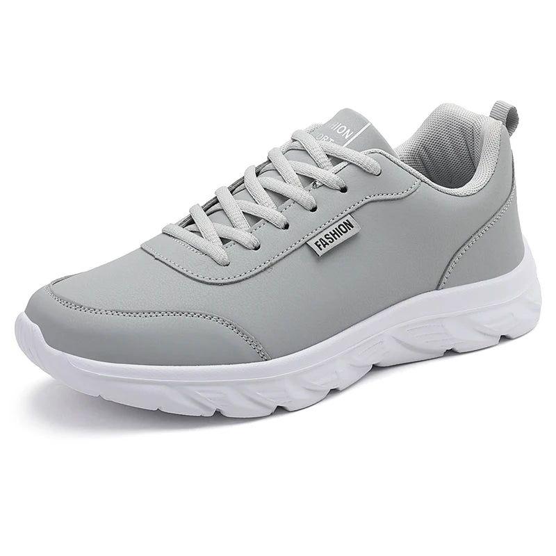 Scarpe da Corsa Uomo Impermeabili in Pelle Sneakers Sportive da Esterno Leggere per Passeggiata e Running
