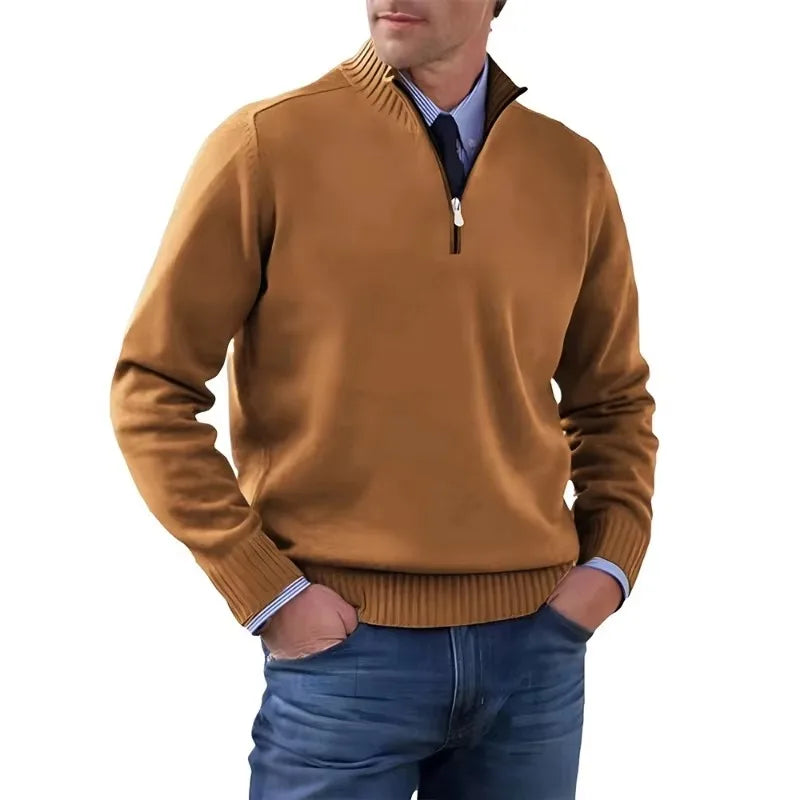 Pullover da Uomo con Zip a Quarter Zip Dolcevita Collo Lupetto Maglione Maniche Lunghe Streetwear Autunno Inverno