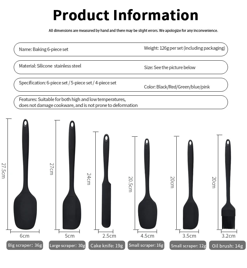 Set Di Utensili Da Cucina In Silicone Sei Pezzi Con Spatola Raschietto Integrato Per Crema Spazzola Per Olio