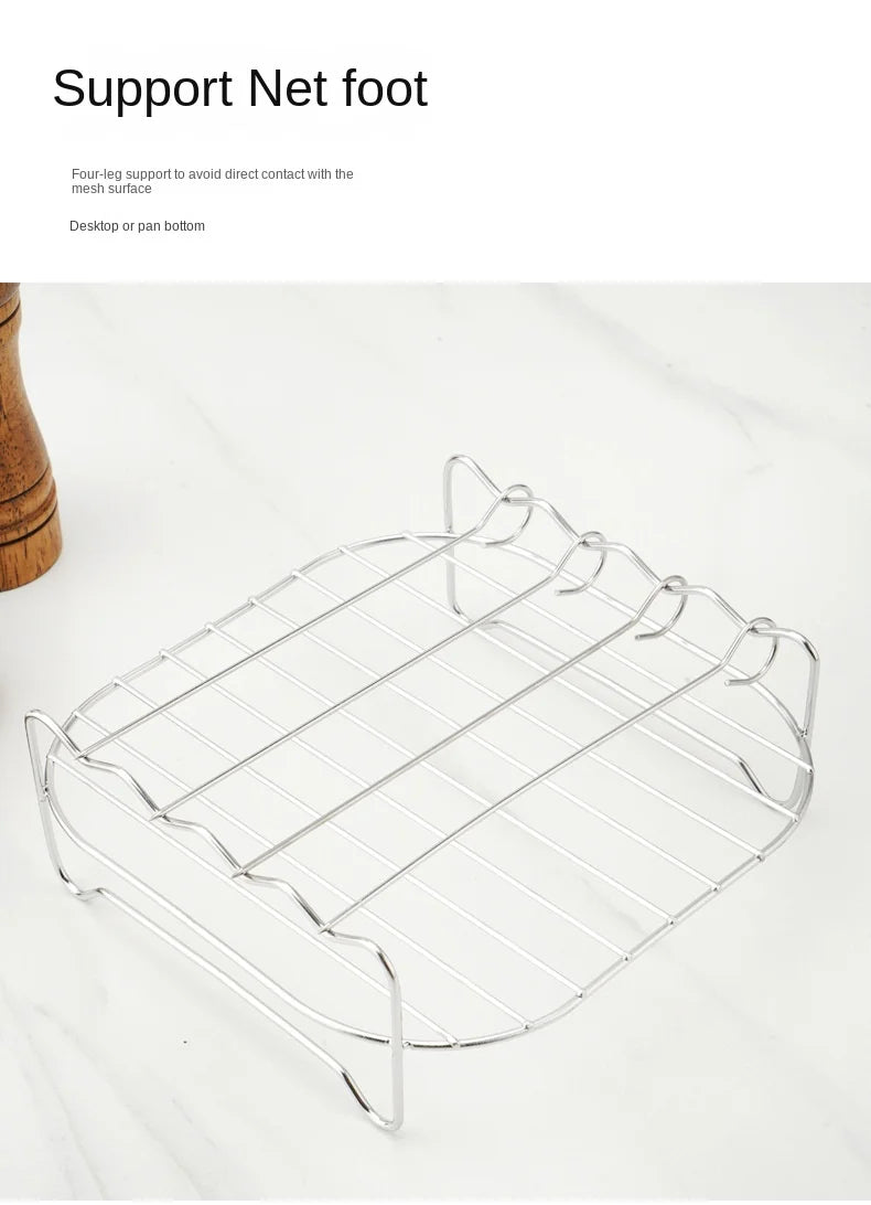 Set Grill Da Esterno Con Spiedini E Staffe Per Barbecue In Acciaio Inossidabile Per Friggitrice Ad Aria Quadrata