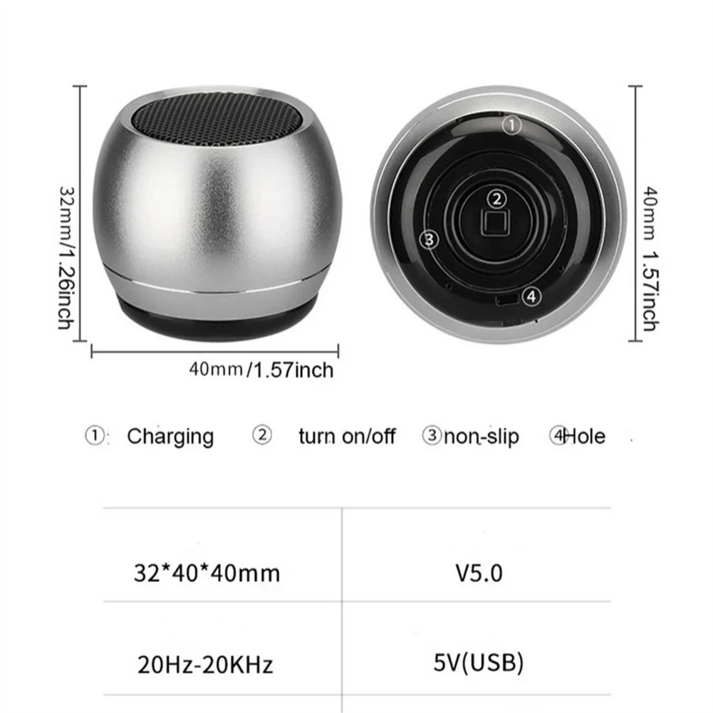 M1 Mini Altoparlante Bluetooth Portatile in Metallo con Subwoofer Integrato e Audio Wireless