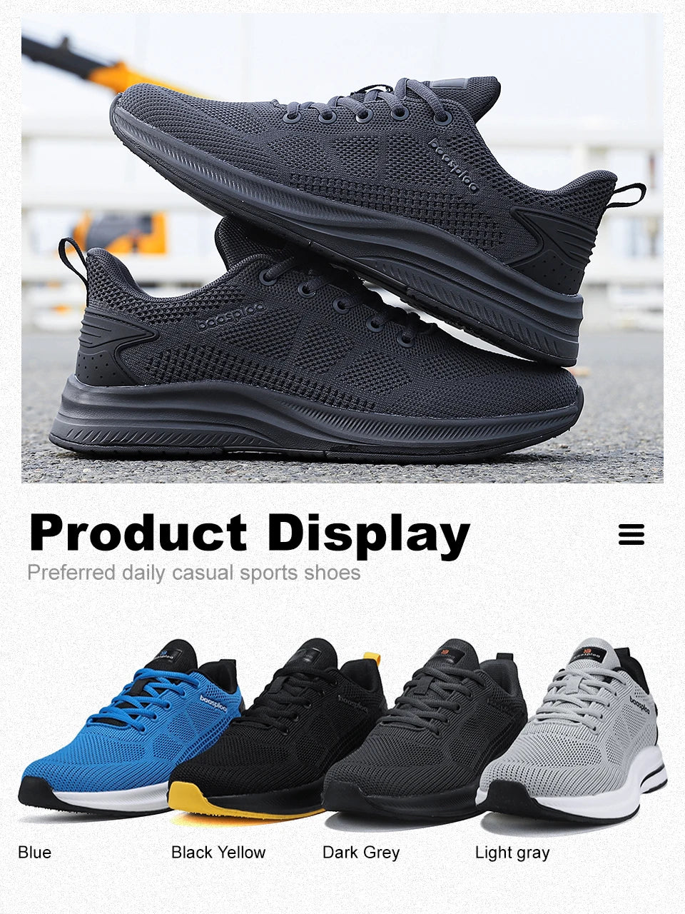 Baasploa Scarpe Da Corsa Uomo Leggere In Mesh Traspiranti Con Lacci Per Attività All Aperto