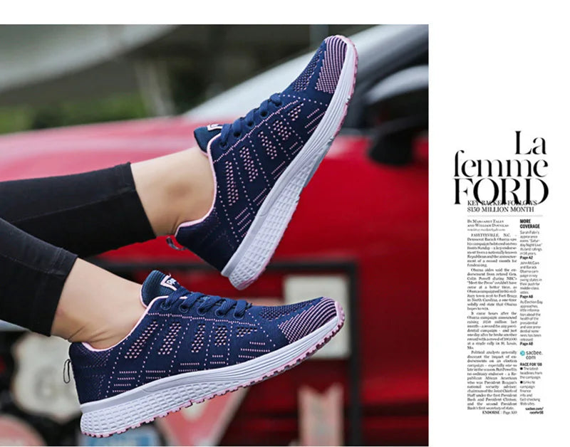 Scarpe Casual Traspiranti Da Donna Walking Mesh In Nylon Tessuto Calzature Femminili Leggere
