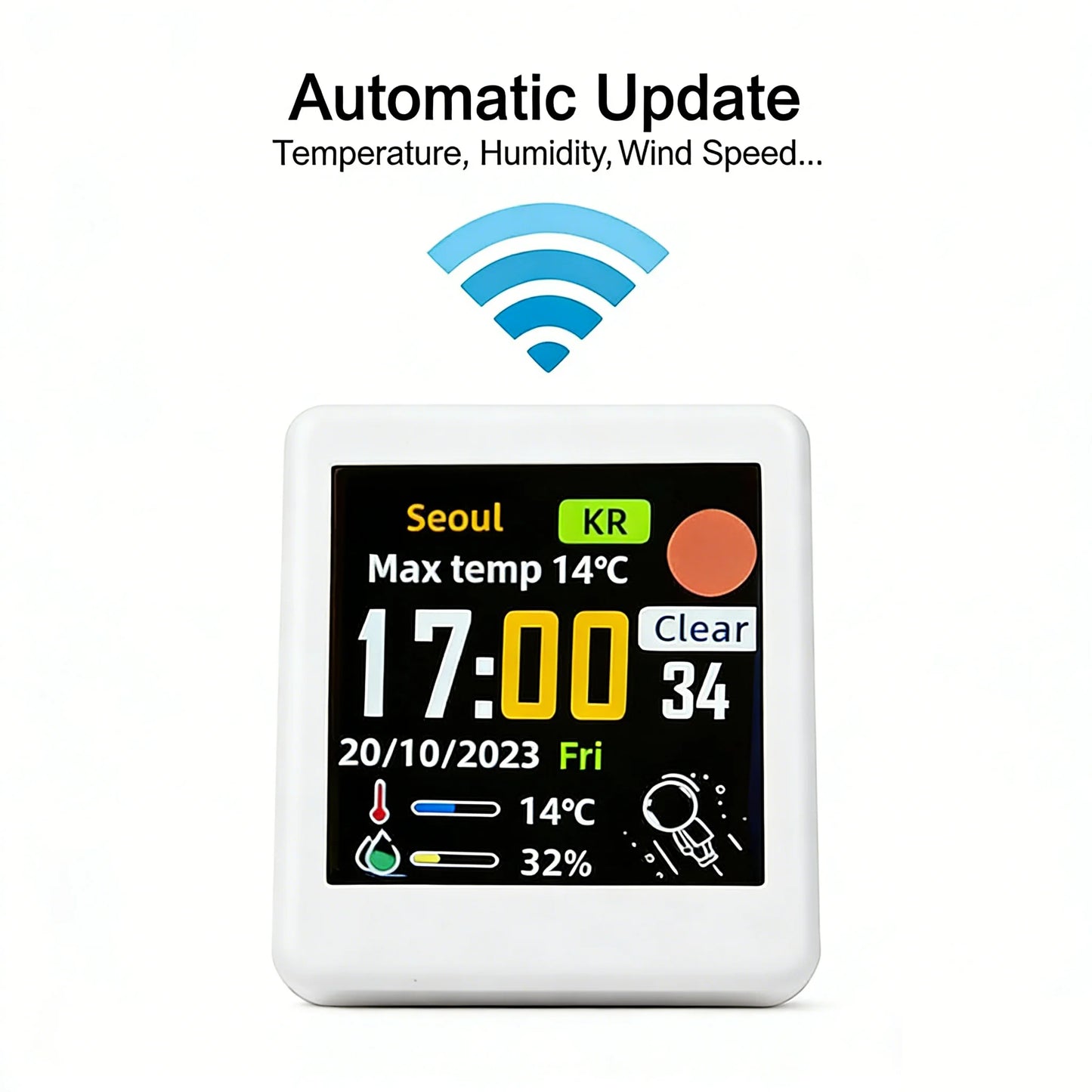 Orologio Digitale Da Tavolo Con Stazione Meteorologica WiFi Temperatura Umidità E Previsioni Meteo Per Arredamento