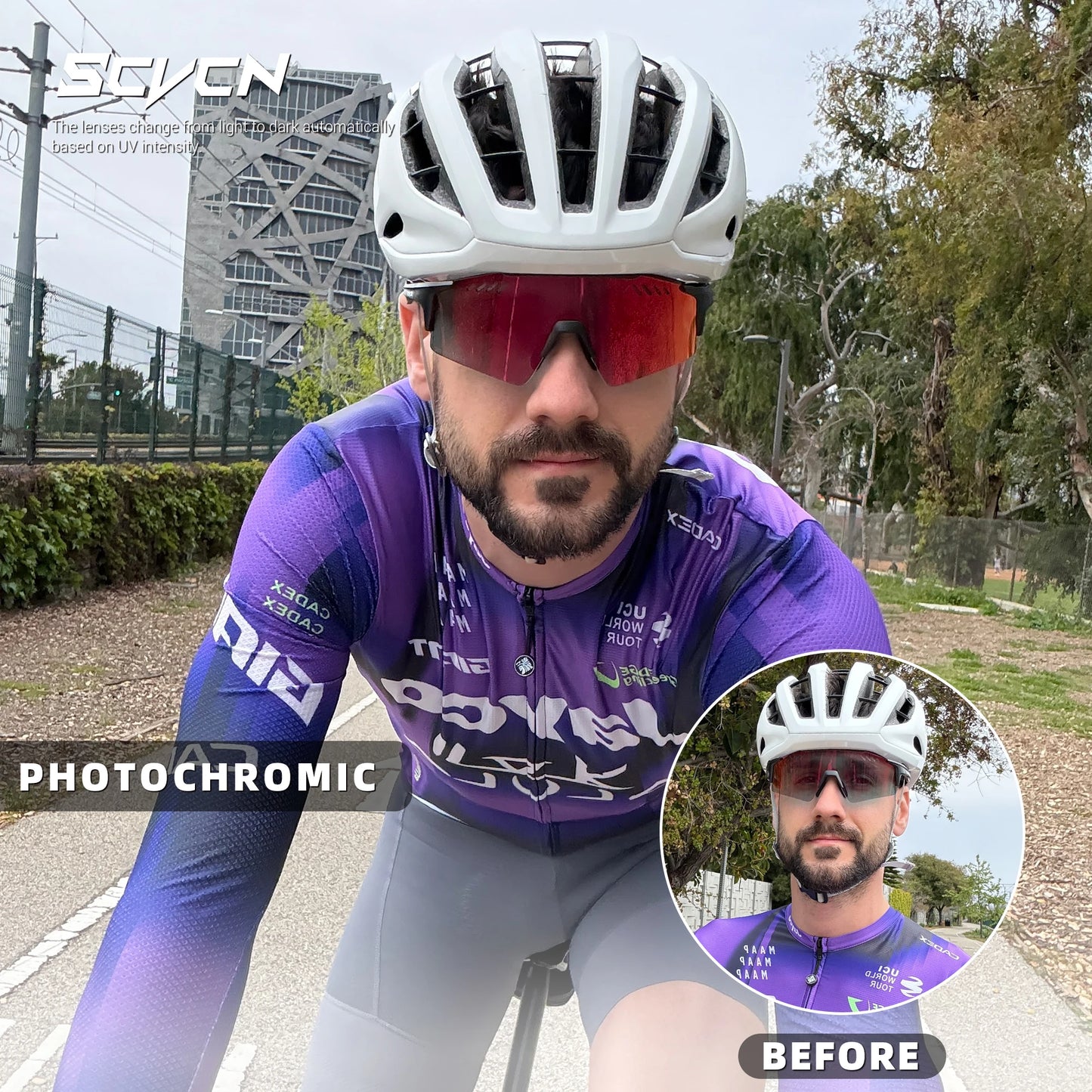 Occhiali Fotocromatici UV400 Per Ciclismo MTB Equitazione All Apertto Multisport Guida Golf Campeggio