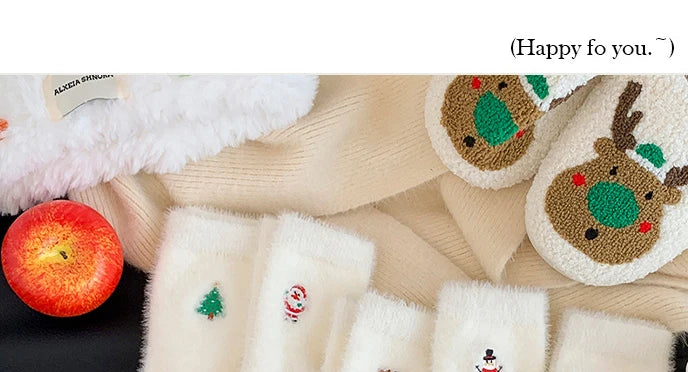 Calzini Invernali Caldi Ispessiti Con Pelliccia Di Visone Bianca Per Natale Decorazioni Albero Con Pupazzo Di Neve