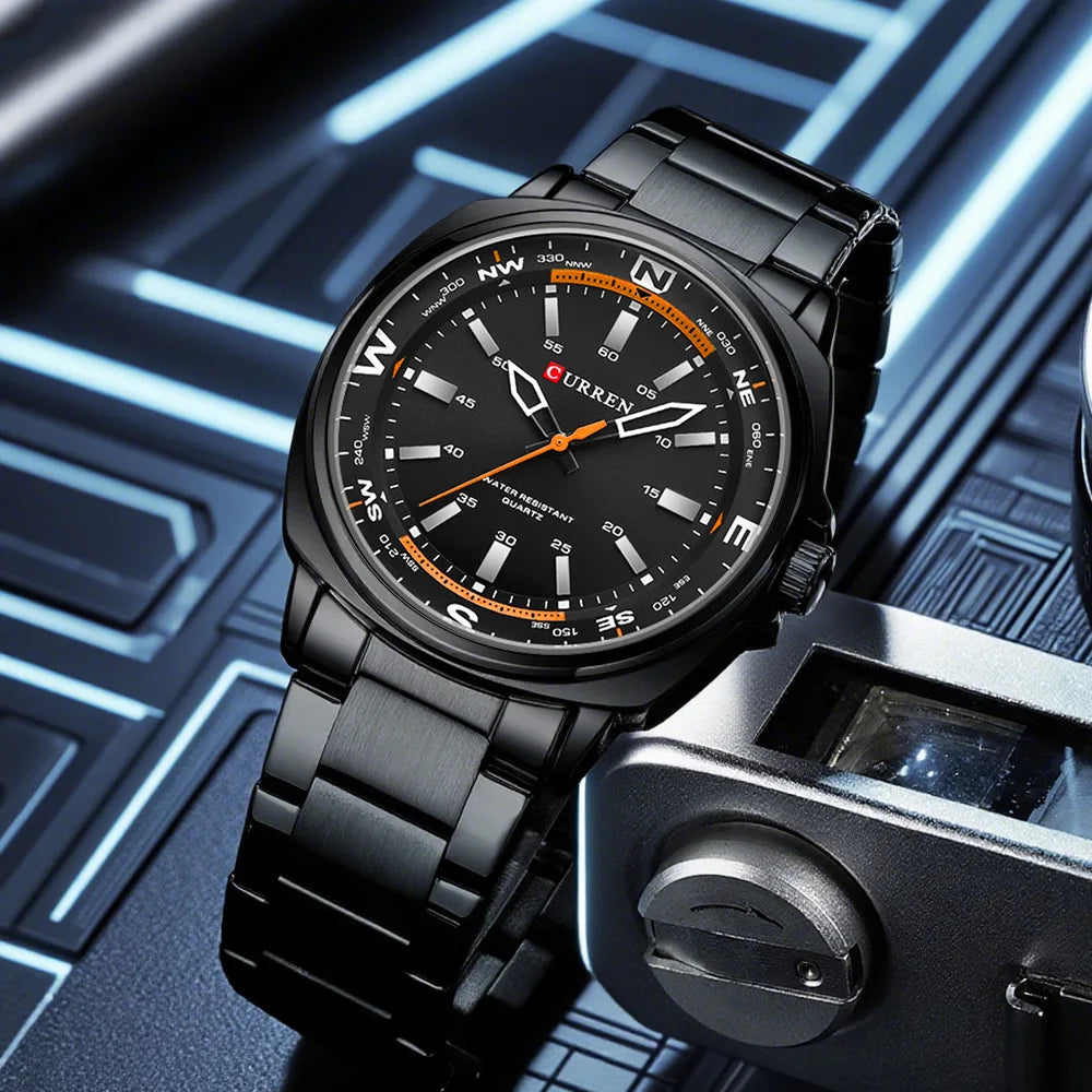 Curren Orologio Da Polso Da Uomo Quarzo Per Business Casual Con Cinturino In Acciaio Inossidabile Impermeabile 8455