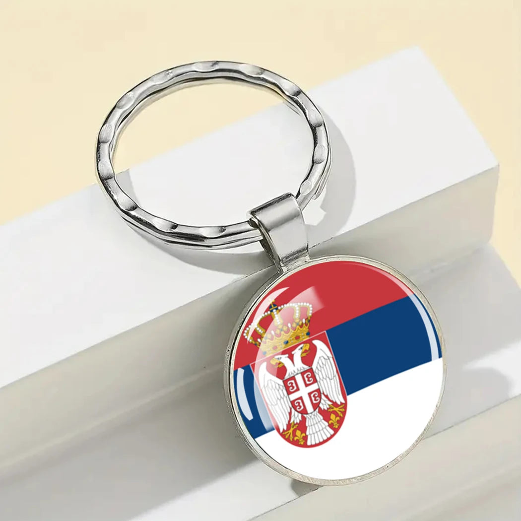Portachiavi Bandiera Europea Albania Spagna Italia Francia Regno Unito Ciondolo Vetro Metallo Per Borsa Regalo Patrioti