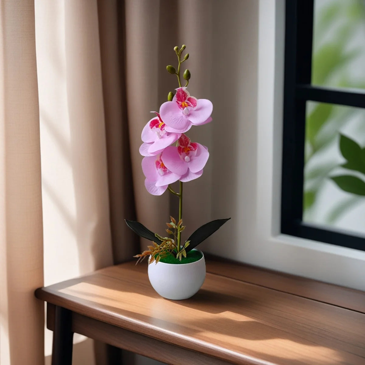 Pianta In Vaso Di Orchidea Artificiale Realistica Con Vaso Di Plastica Per Decorazione Centrotavola Tavolo Per Ufficio