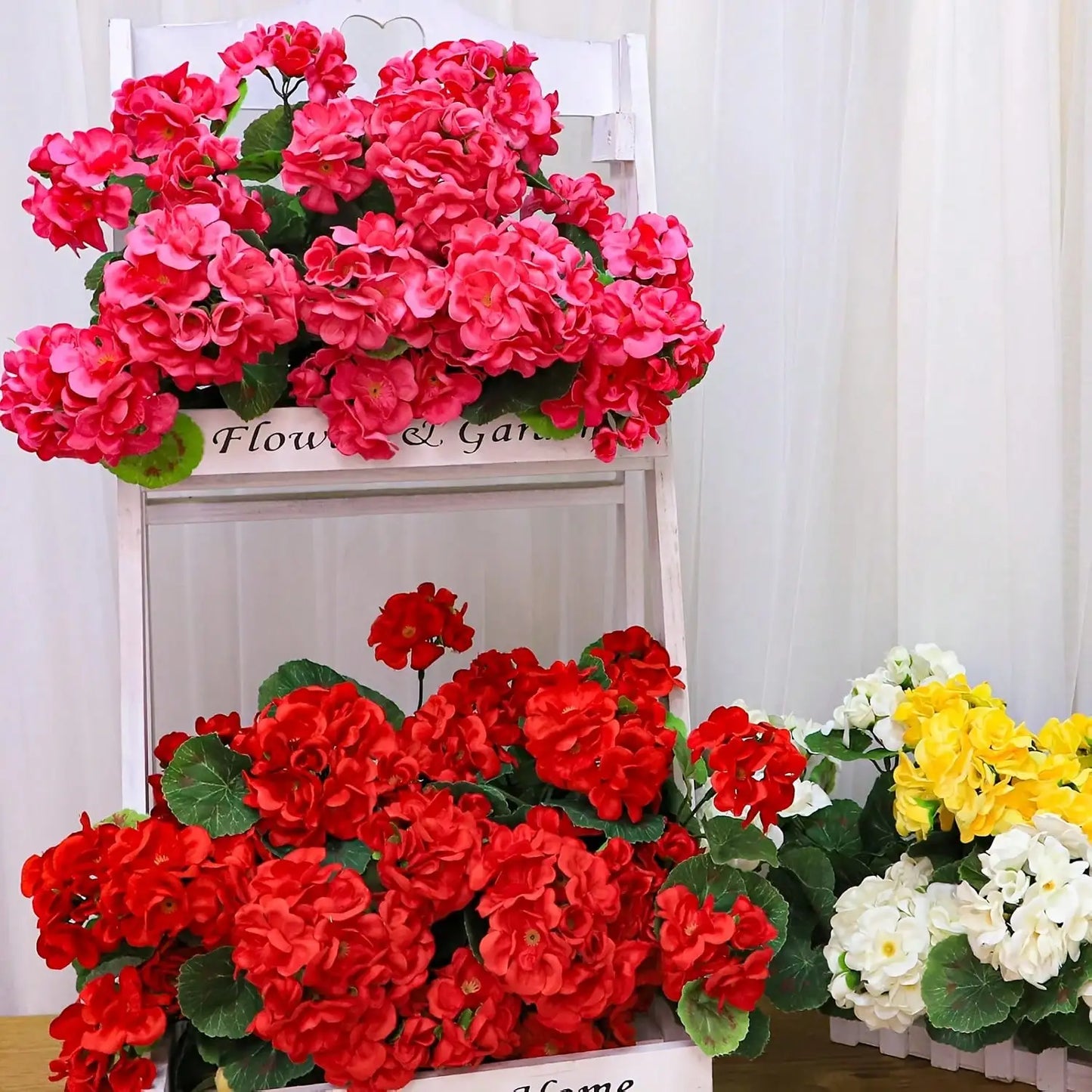 1 2 4 Pezzi Fiori Artificiali Realistici Con Fogliame Verde Per Esterni Portico Patio Finestra Fioriera Sospesa