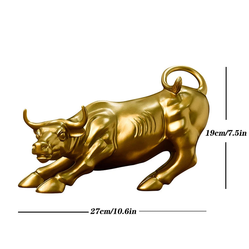 Scultura Toro In Resina 27 Cm Statua Animale Decorazione Per Casa Ufficio Vetrina Regalo Elegante