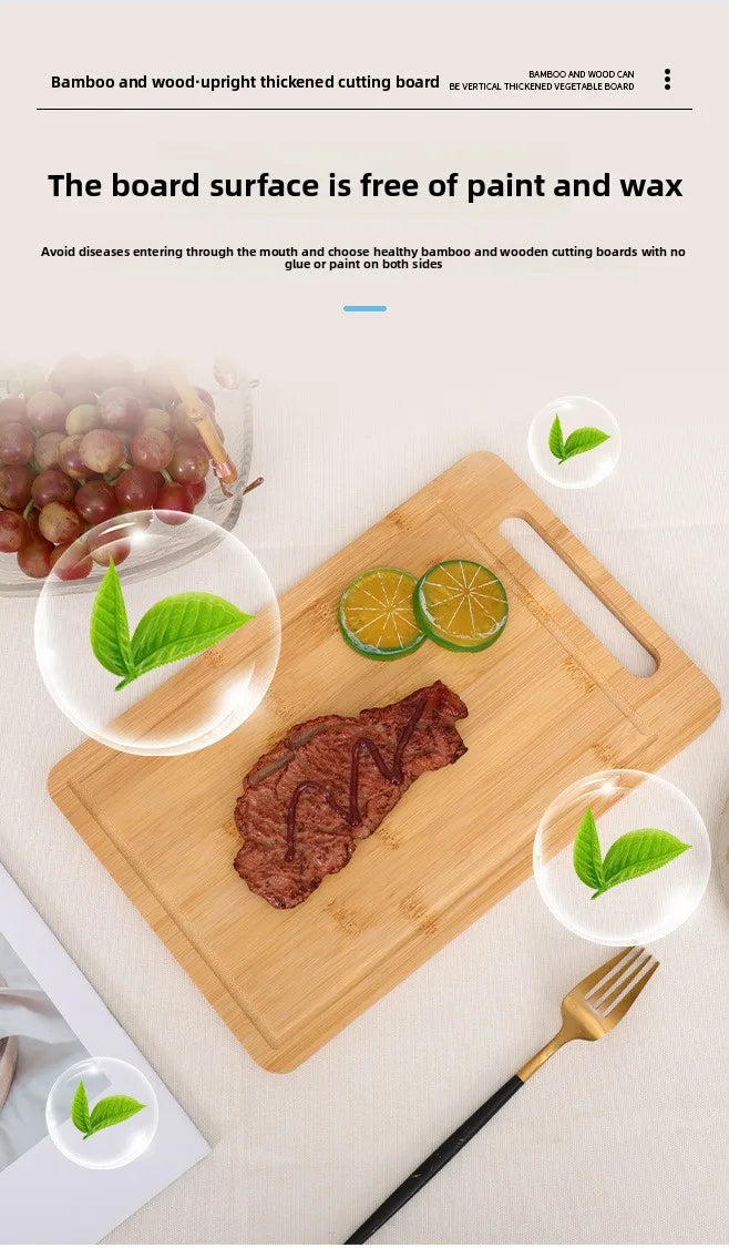 Tagliere In Bambù Bifacciale Da Cucina Anti Muffa Naturale Moso Con Supporto Verticale