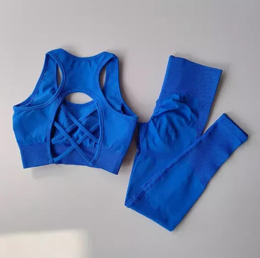 Reggiseno Sportivo Donna 2 Pezzi Set Canotta Fitness Reggiseno Antiurto Leggings Corsa Tuta Yoga Bellissimo Posteriore