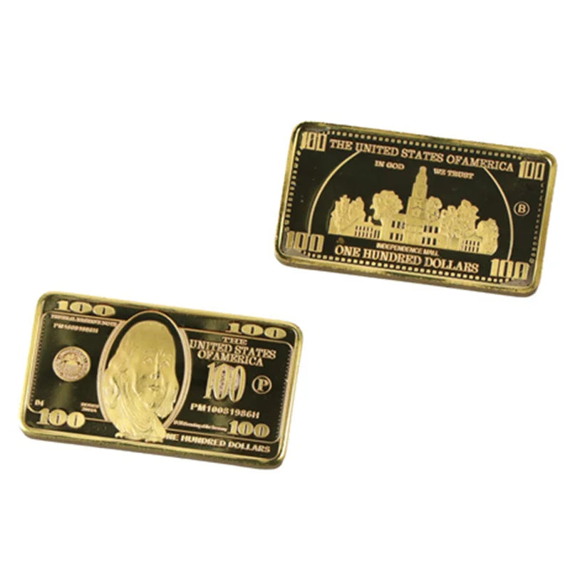 Pezzo Unico Lingotto D'Oro Da 100 Dollari USA 24K Barra Dorata Metallica Americana Lingotto Dorato