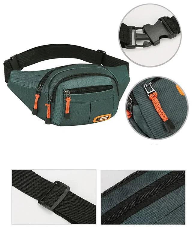 Marsupio Impermeabile Oxford Unisex Grande Capacità Cintura Porta Oggetti Multifunzionale Resistente All Usura