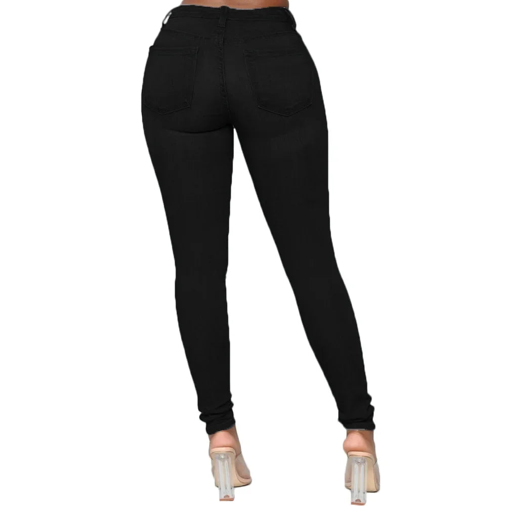 Jeans Da Donna Sexy In Denim A Matita Con Sollevamento Del Sedere Tasche Pulsante Taglia Grande Lunghezza Variabile