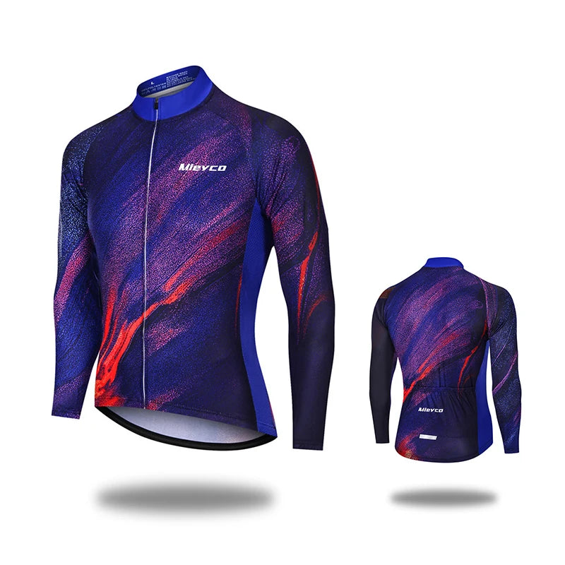 MIEYCOM Abbigliamento Ciclismo Uomo Maniche Lunghe Giacca Traspirante Protezione Solare MTB Corsa Primavera Autunno