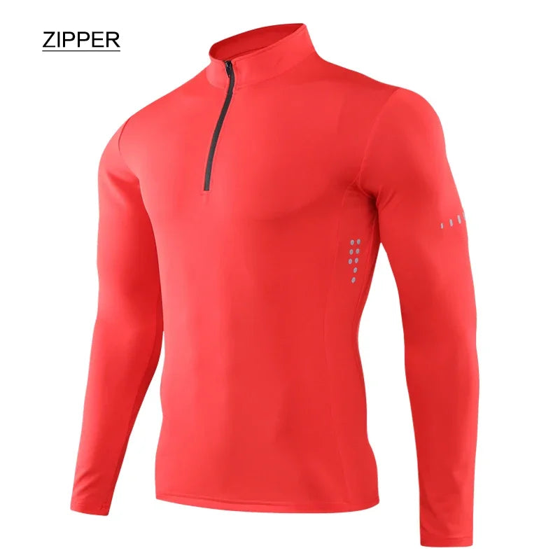 T Shirt Sportiva Da Uomo Manica Lunga Per Palestra E Corsa In Compressione Abbigliamento Sportivo Zip Pullover Rashguard