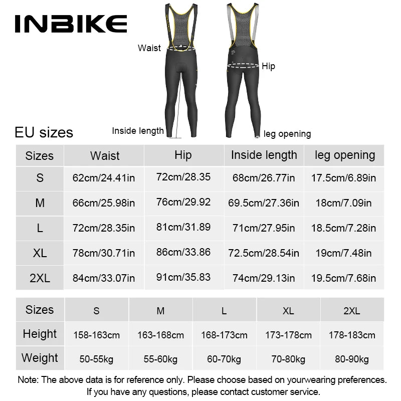 INBIKE Pantaloni Con Bretelle Per Bici Da Strada In Pile Per Uomo Termici Invernali Antivento MTB Ciclismo