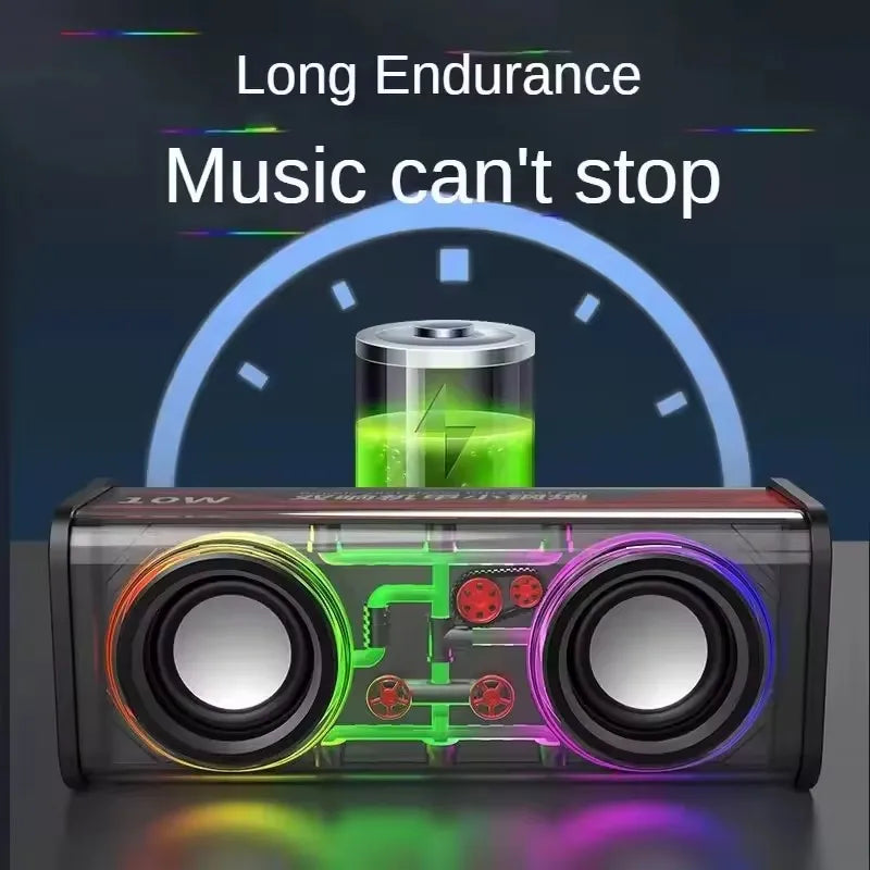 Altoparlante Bluetooth TWS V8 Mecha Trasparente Con Luce RGB Suono Potente Bass Subwoofer Per Feste In Casa